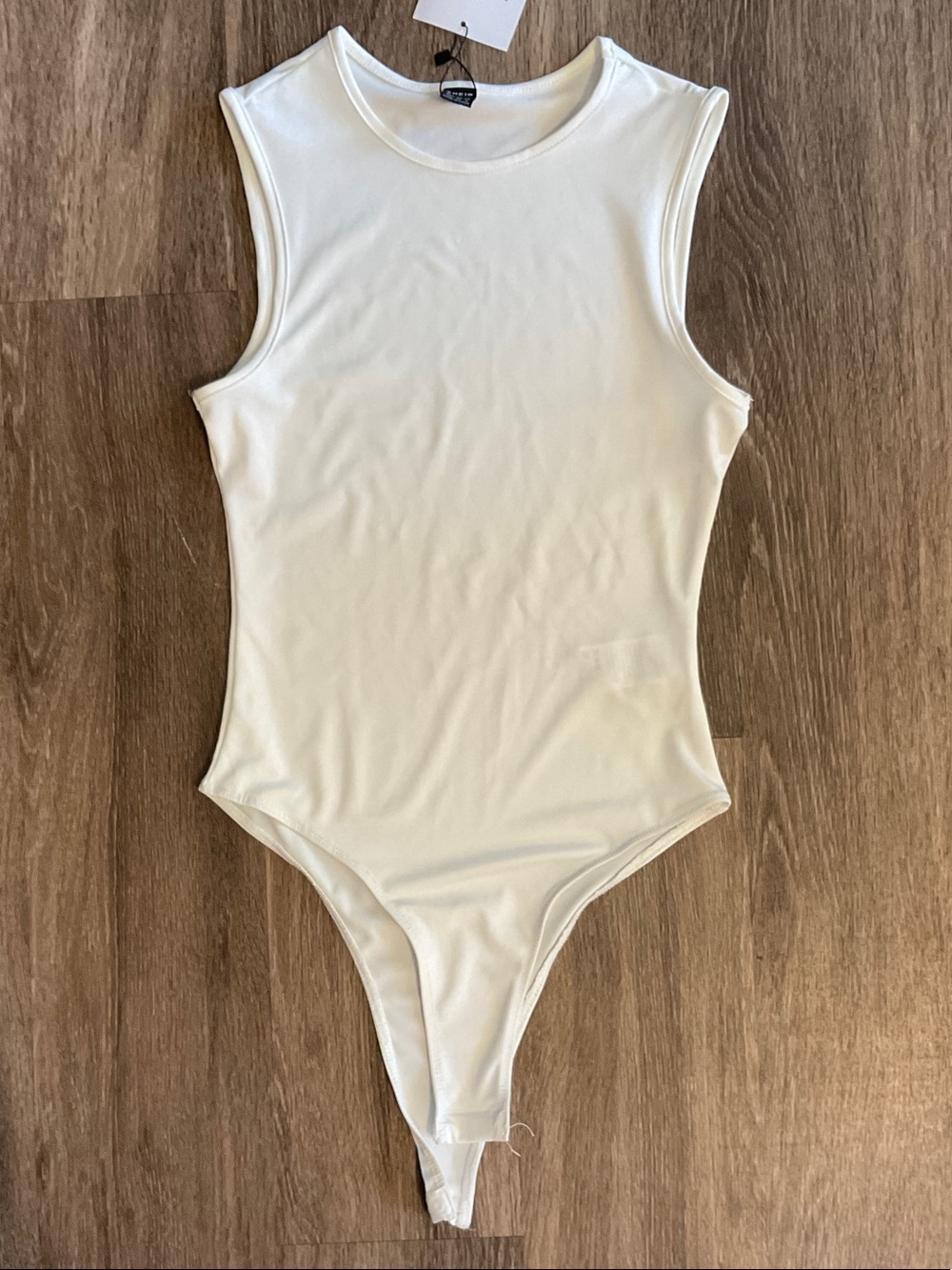 SHEIN Cream Sleeveless High-Cut Bodysuit